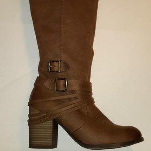 JELLYPOP WOMENS CHELSEY BOOTS BROWN FAUX SUEDE MATERIAL 8.5